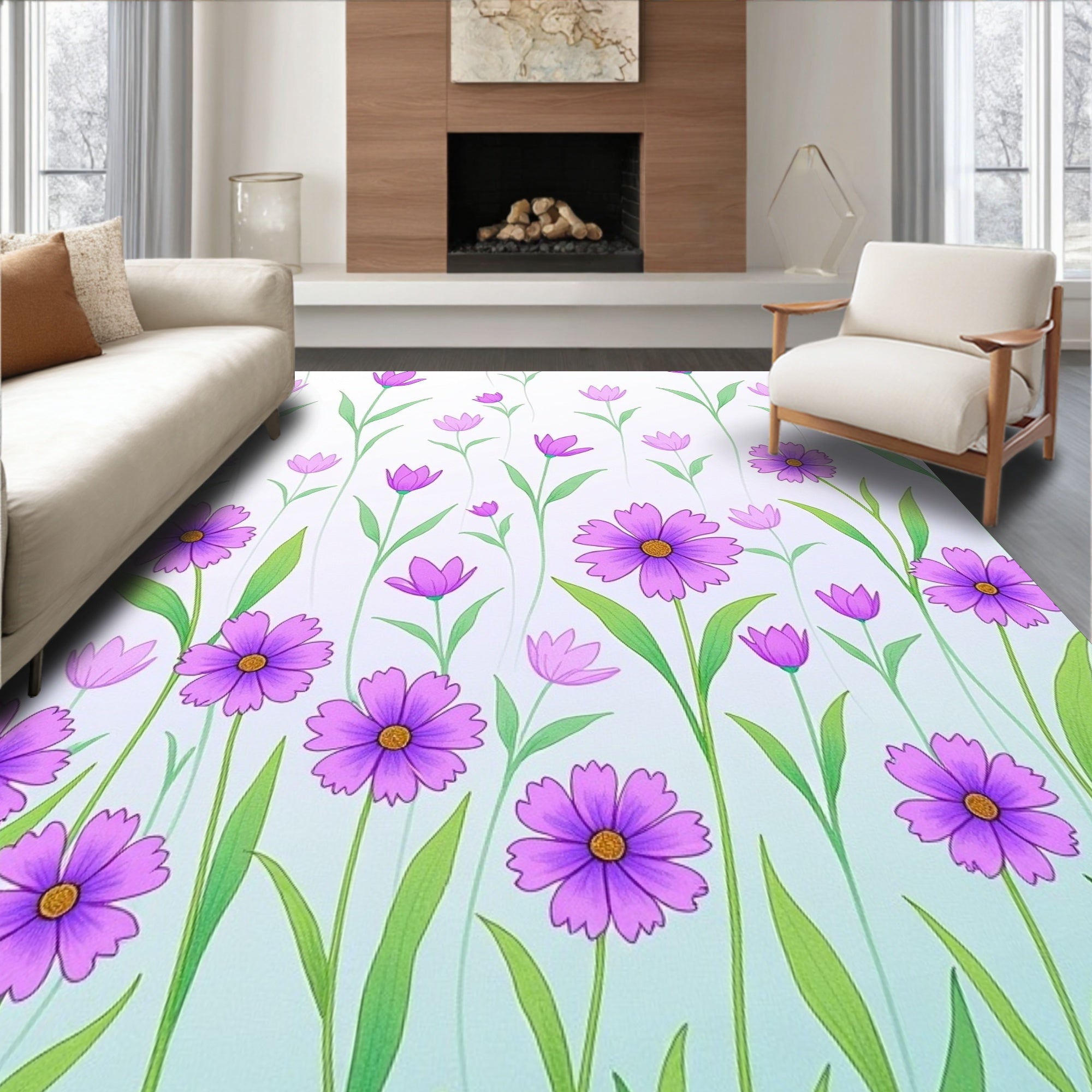 Enchanted Floral Meadow Dreamy Whimsical Wonderland Fantasy(Purple)