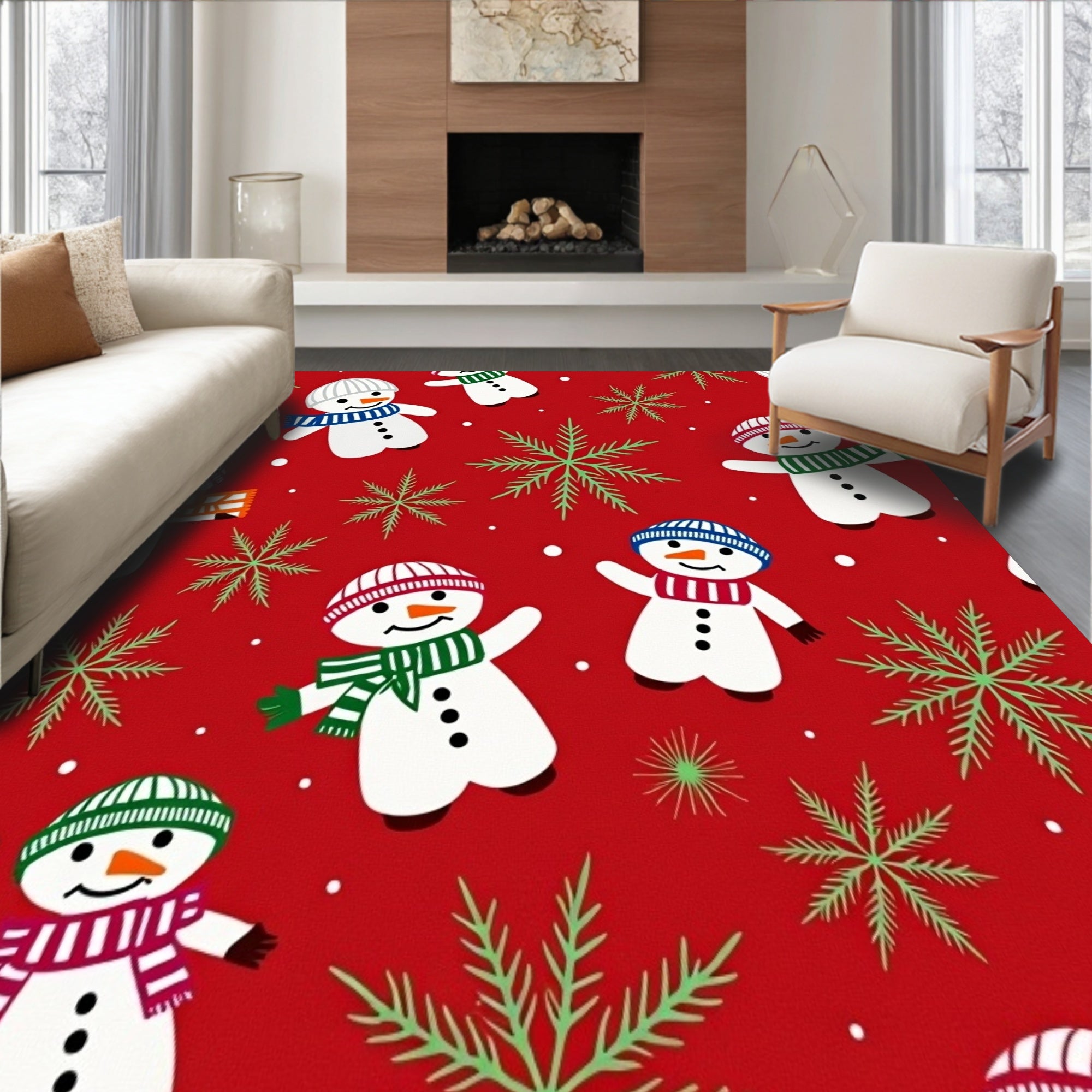 Enchanted Frosty Friends Gathering with Pine Branch Details(Red)
