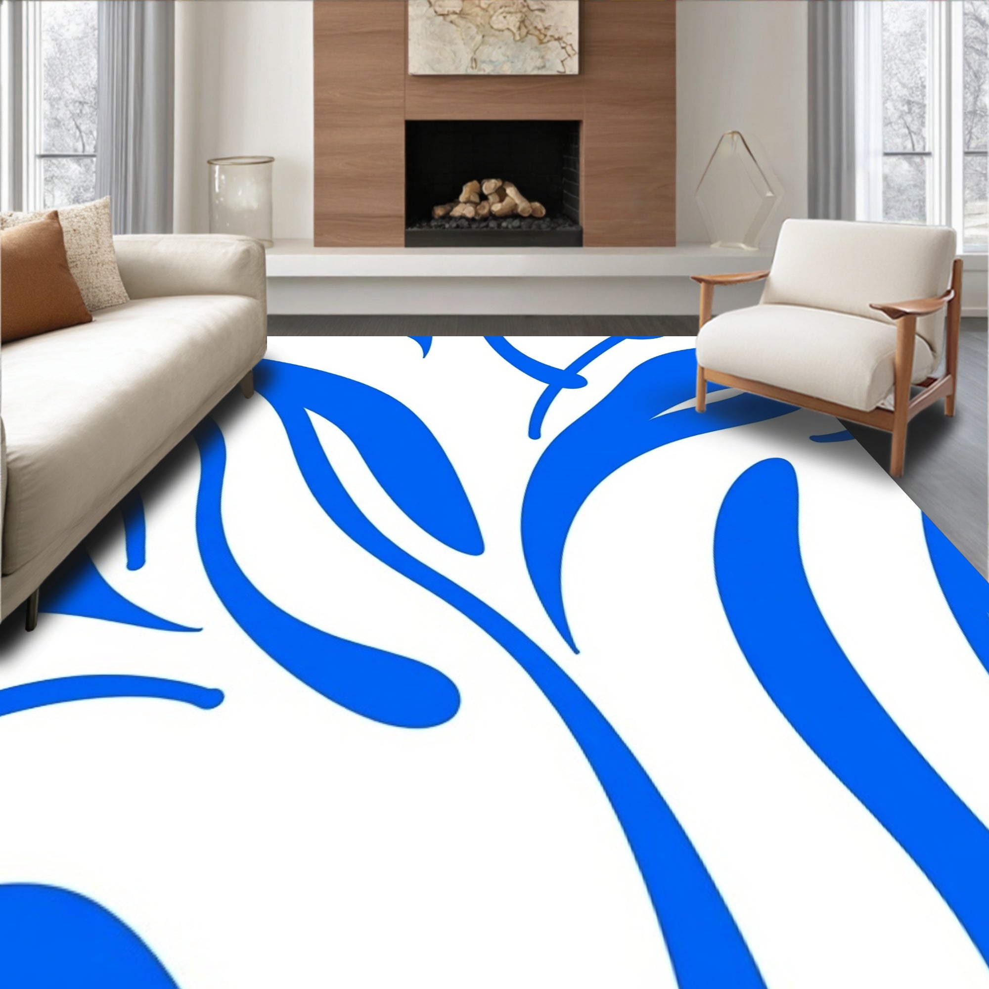 Serene Vapor Form Featuring Curved Shapes(Blue)