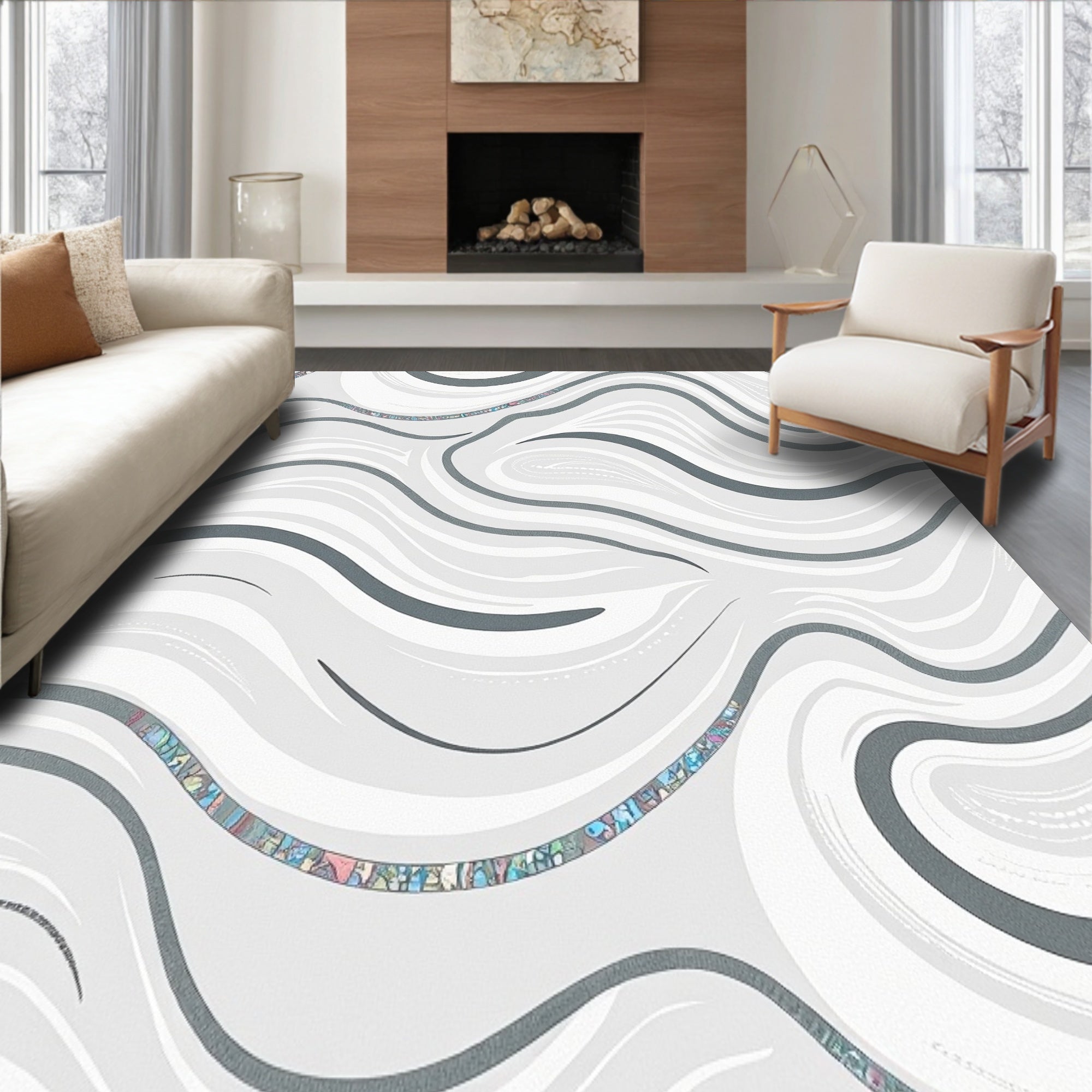 Abstract Wave Formation Decorative Statement(Gray)