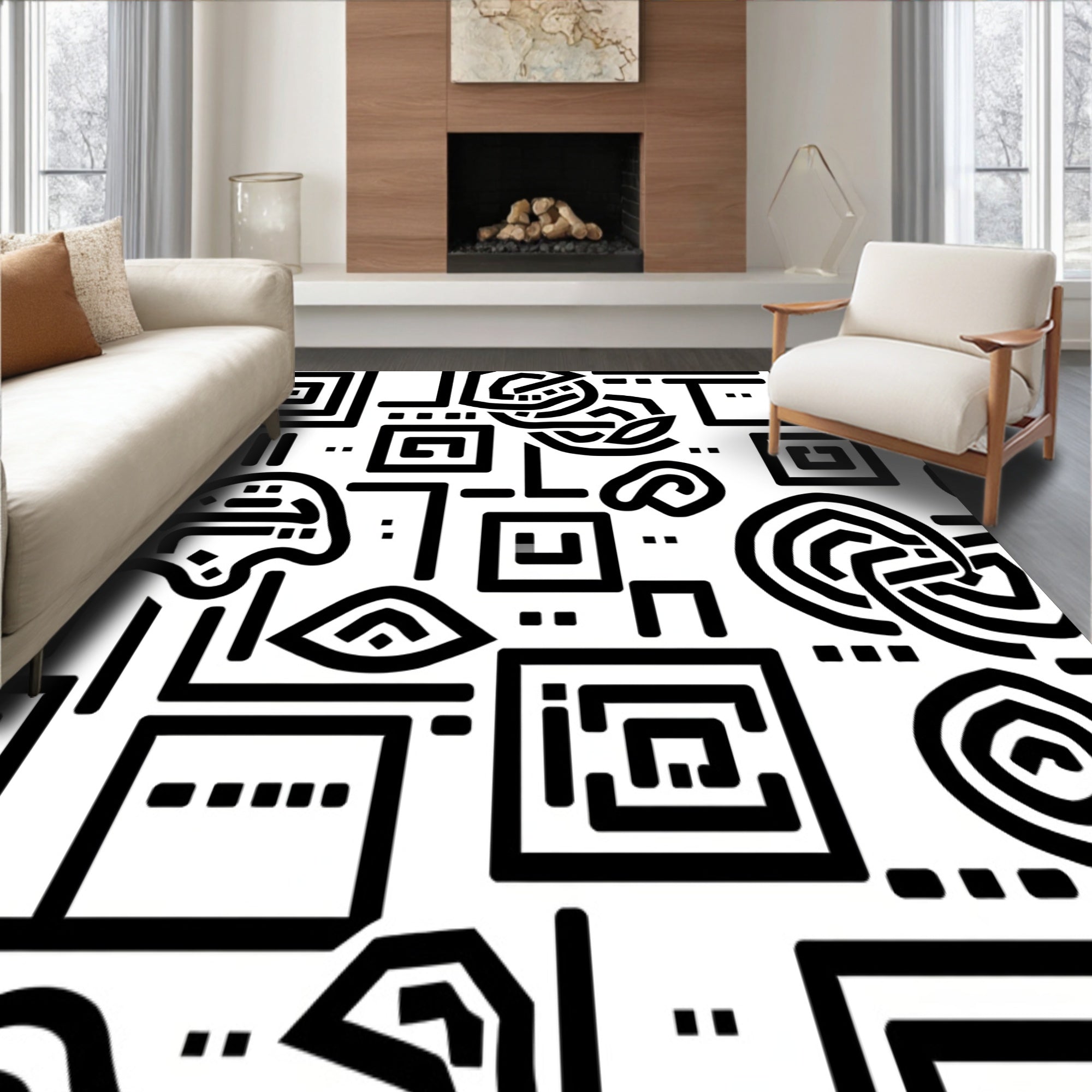 Alternating Transitional Floor Accent with Balanced Contrast(Black)