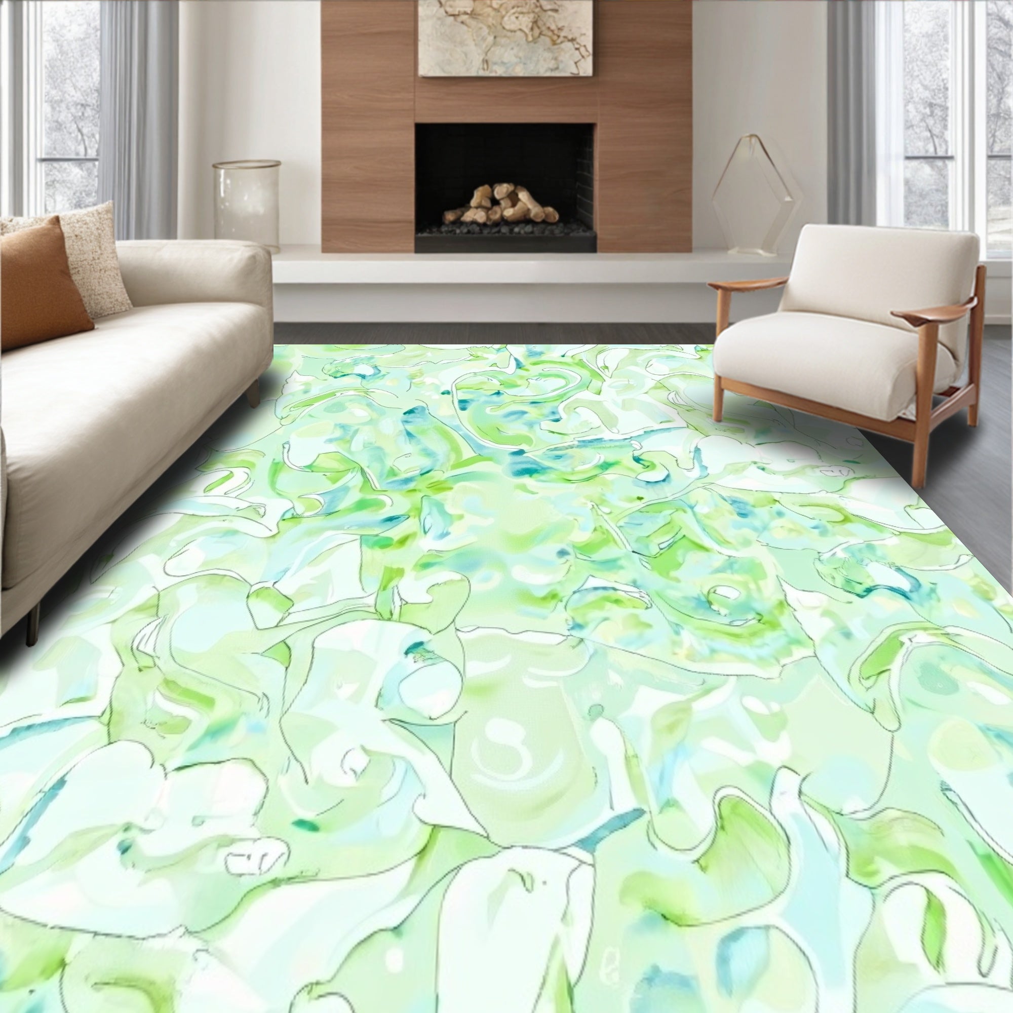 Cloudburst Contour Abstract Swirl Dreamscape Design(Green)