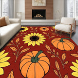 Autumn Harvest Semicircle Entrance Sunflower Pumpkin Decorative(Red)