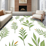 Botanical Leaf Print Fluffy Machine Clean Safety Base (White) - ODIKA