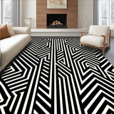 Monochrome Art Chevron Illusion Motif(Black)