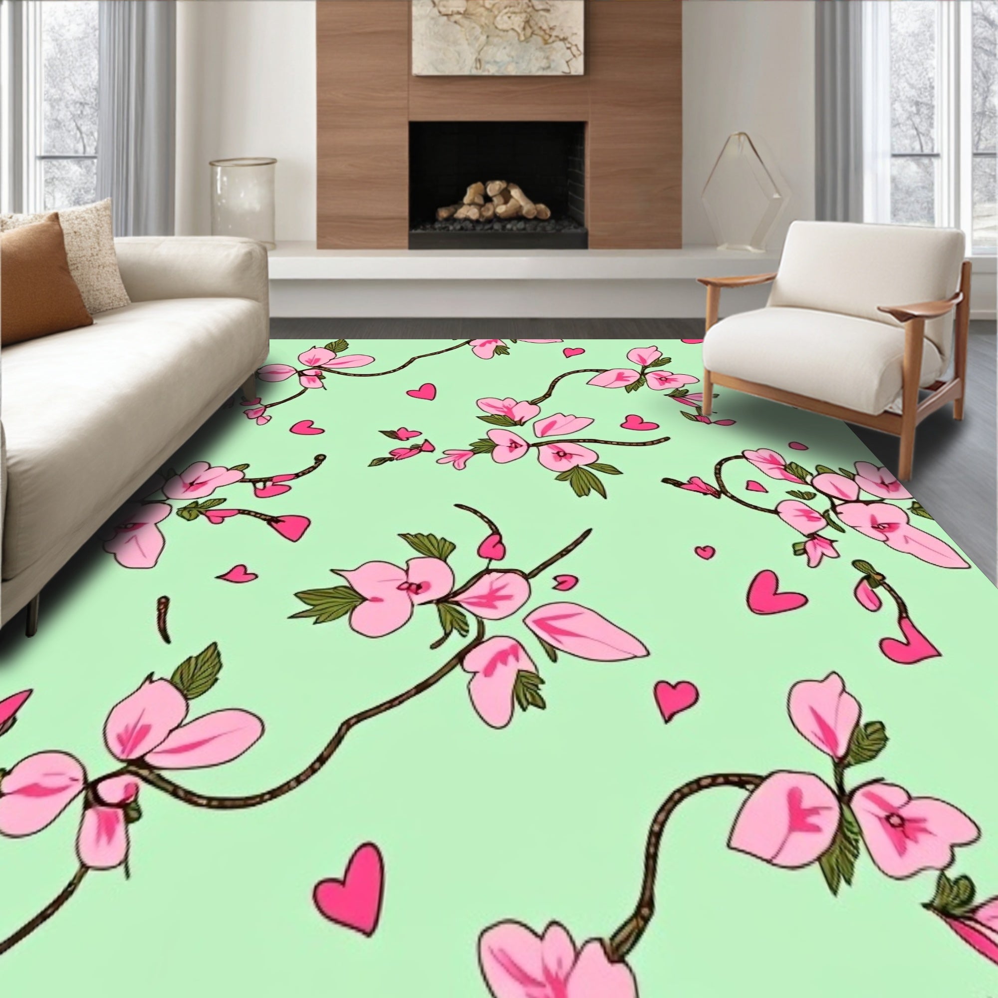 Glowing Whiskers & Hearts with Enchanted Garden Floral Motifs(Green)