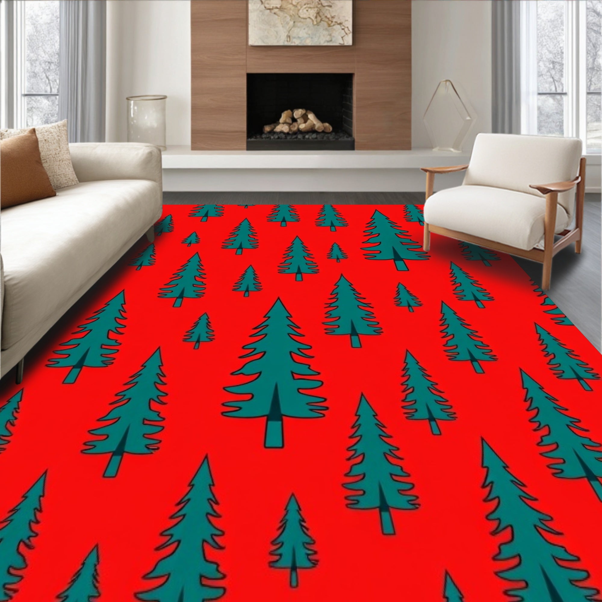 Joyful Evergreen Forest Winter Celebration Pathway Accent(Red)