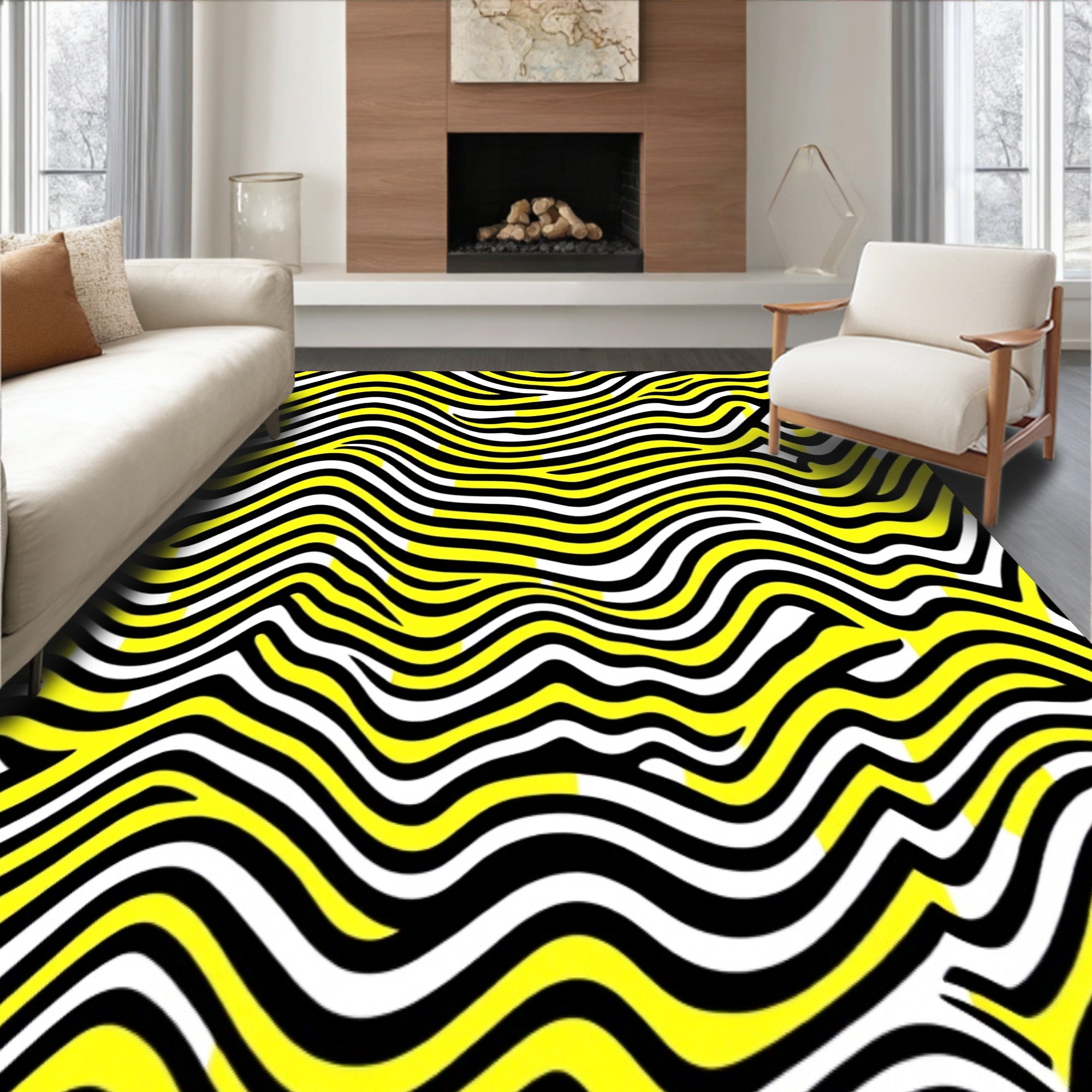 Contemporary Zigzag Decorative Accent(Yellow)