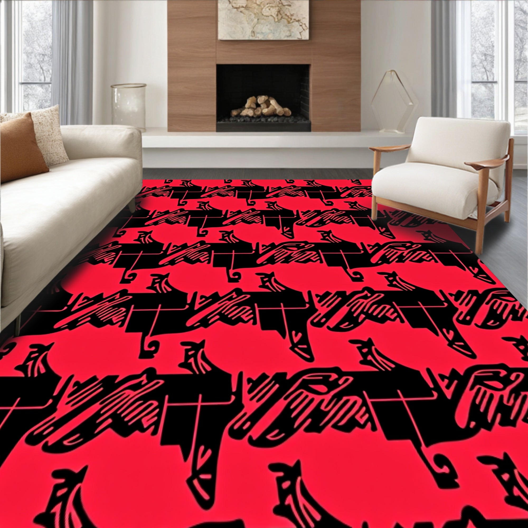 Classic Nordic Buffalo Check Interlocking Festive Style(Red)