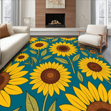 Blooming Sunflower Field Meadow Vintage Botanical Floral Tapestry(Yellow)
