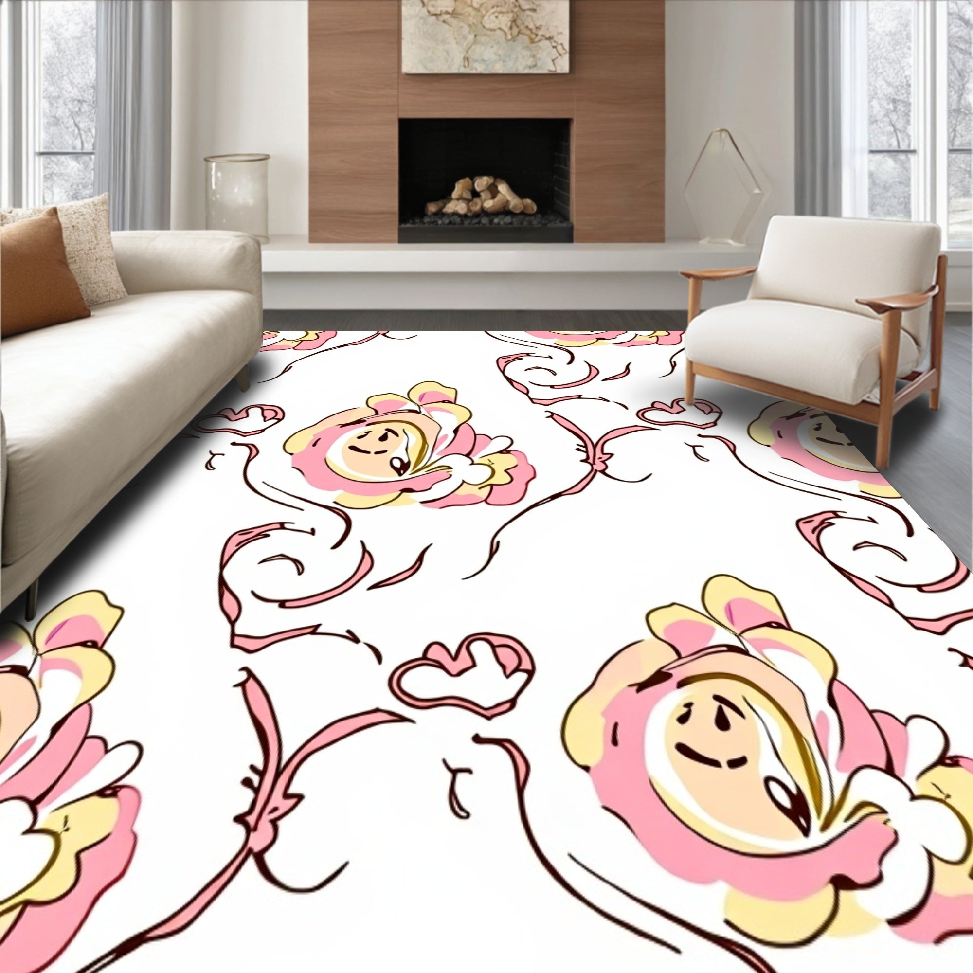 Charming Petal Dance Accent with Festive Florals(Pink)