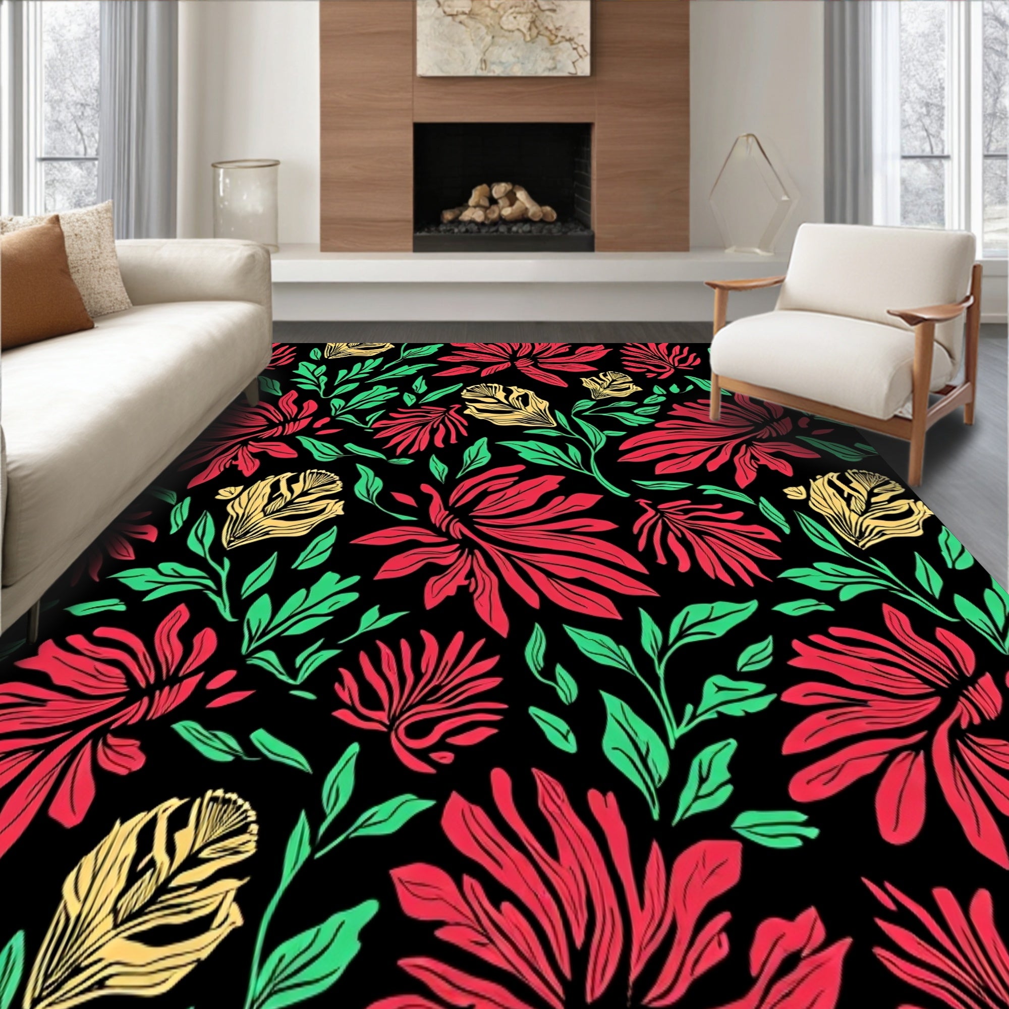 Boho Nordic Pinecone Mosaic with Festive Botanical Accents(Red)