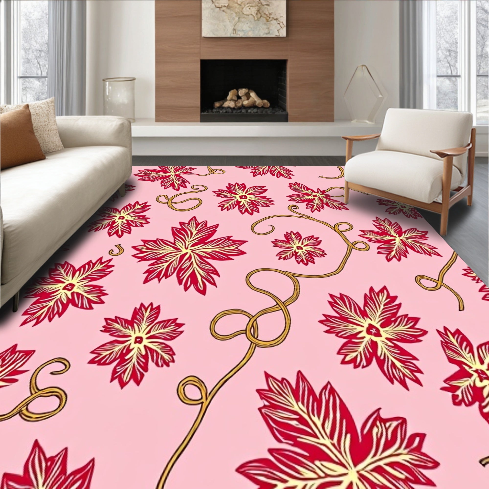 Festive Holly Leaf Cluster With Interwoven Ribbon Embellishments(Pink)