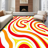 Autumn Harvest Swirl Decorative Shag with Textured Waves(Red)