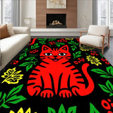 Cheerful Cat And Holly Berry With Festive Interlocking(Red)