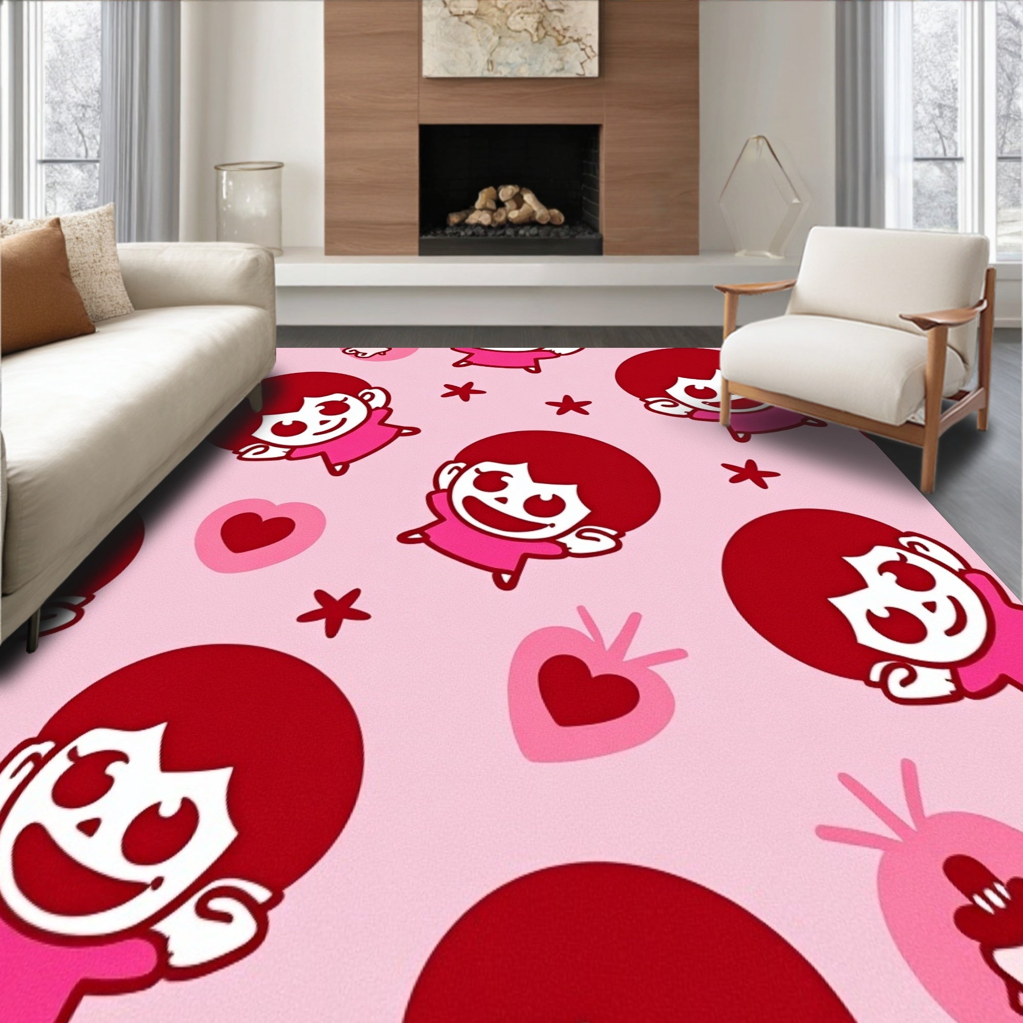 Kawaii Playful Nursery Cartoon Character Cute Fun Kids(Pink)