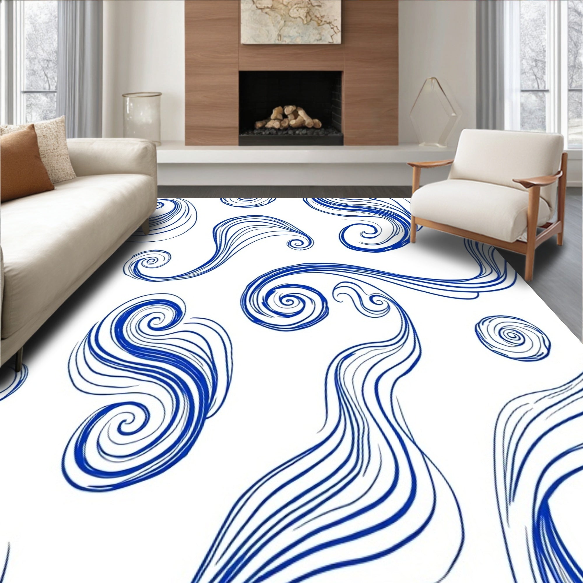 Bohemian Spiral Galaxy Textured with Swirling(Blue)