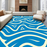 Modern Interlocking Waves with Abstract Ripple Motifs and Minimalist Accents (Blue)