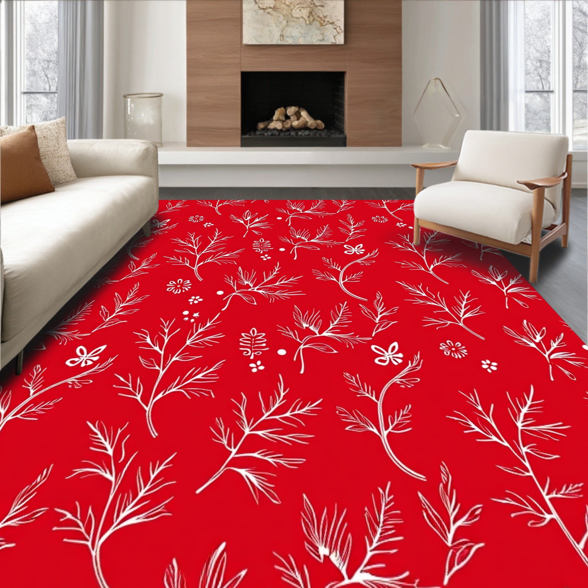 Festive Holly Leaf Interlocking Winter Holiday(Red)