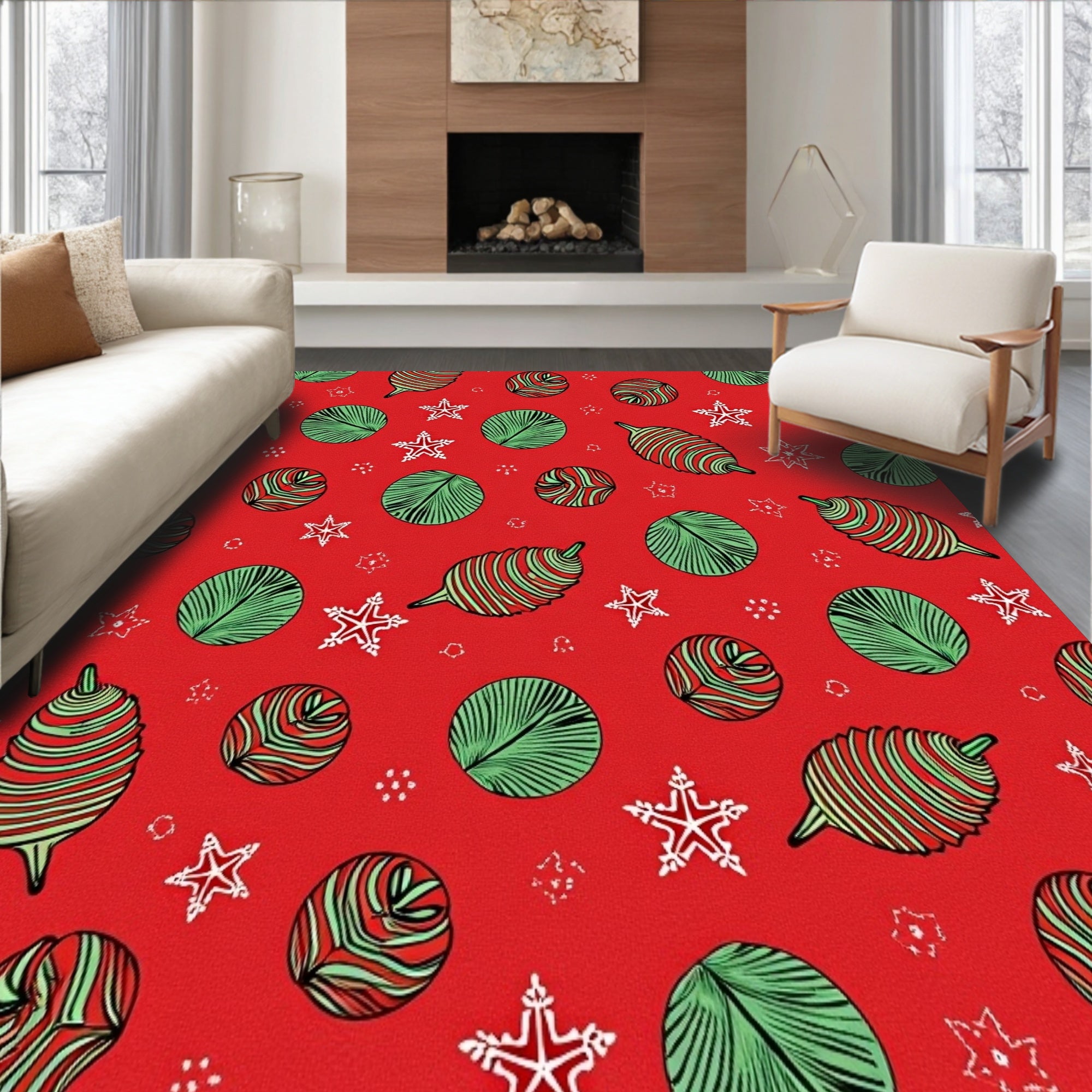 Holiday Pinecone Medley Motif with Frosted Accents(Red)