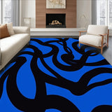 Interlocking Waves Motif in Midnight and Cobalt Modern Abstract Design (Blue) - ODIKA