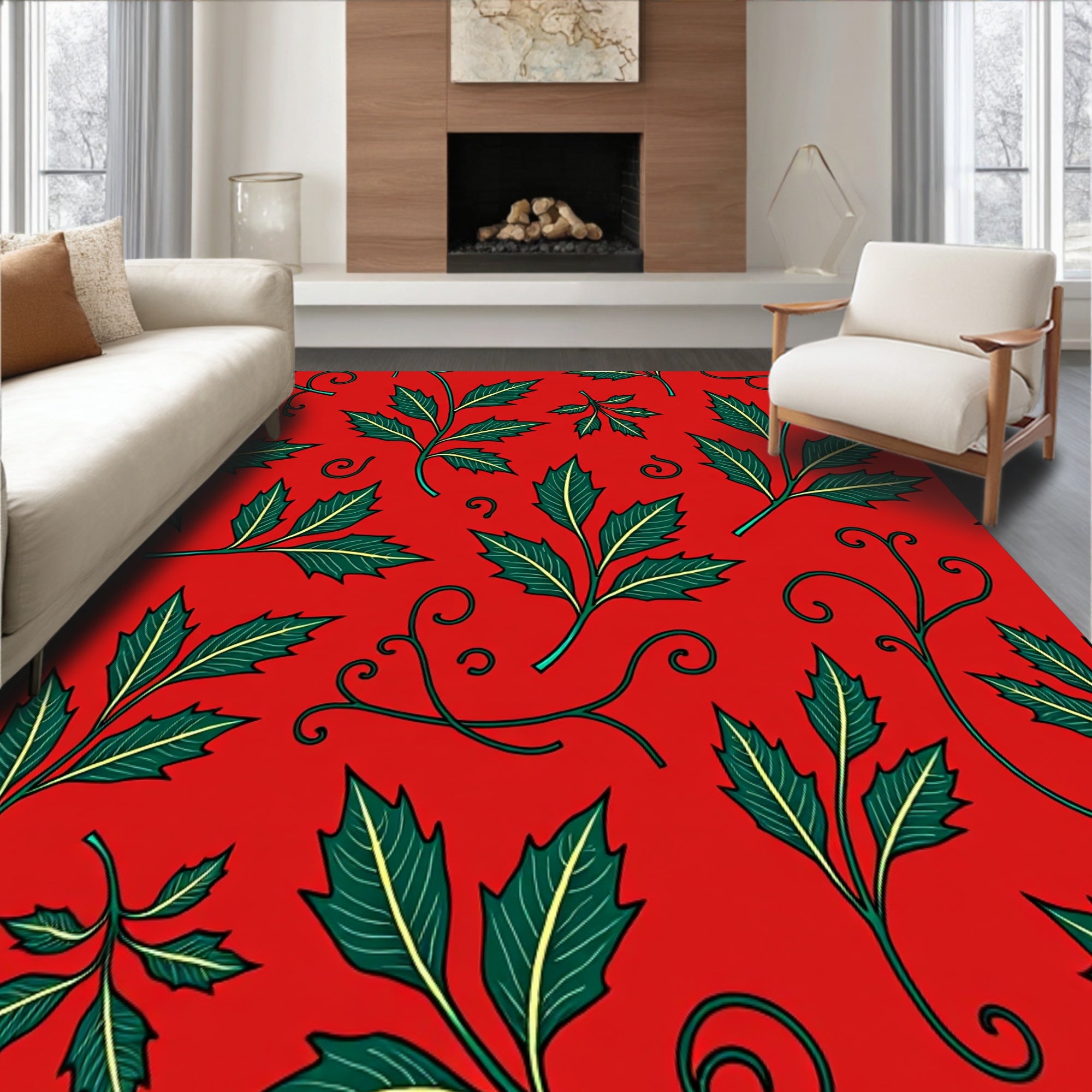 Holly Leaf Christmas Themed Anti Slip(Red)