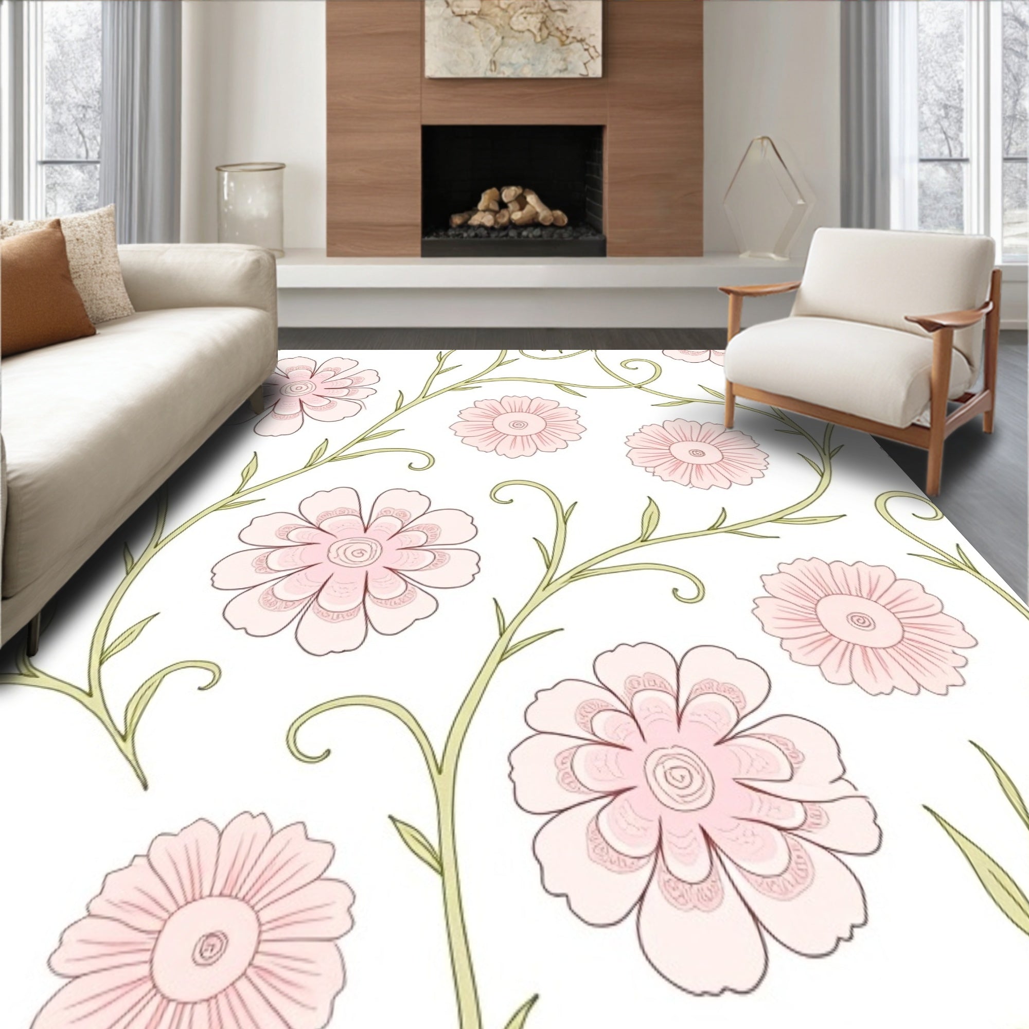 Vintage Botanical Bouquet Featuring Elegant Blush Petals and Delicate Vines (Pink) - ODIKA