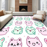 Charming Kitten Faces with Polka Dot Background and Curly Tail Details(Pink)