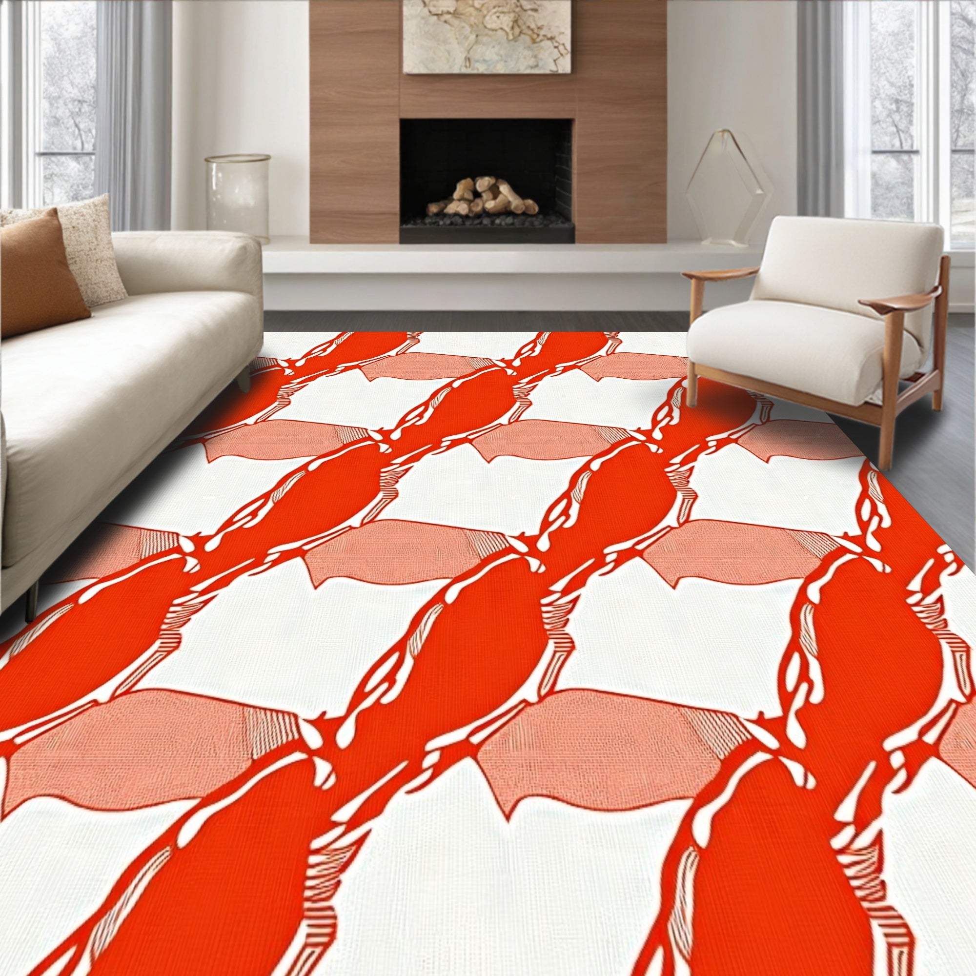 Rustic Highland Picnic Blanket Tangerine Dream(Red)