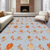 Modern Boho Scrollwork with Scattered Ornamental Blotches(Blue)