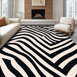 Abstract Chevron Wave Design Floor Covering with Bold Stripes(Black)