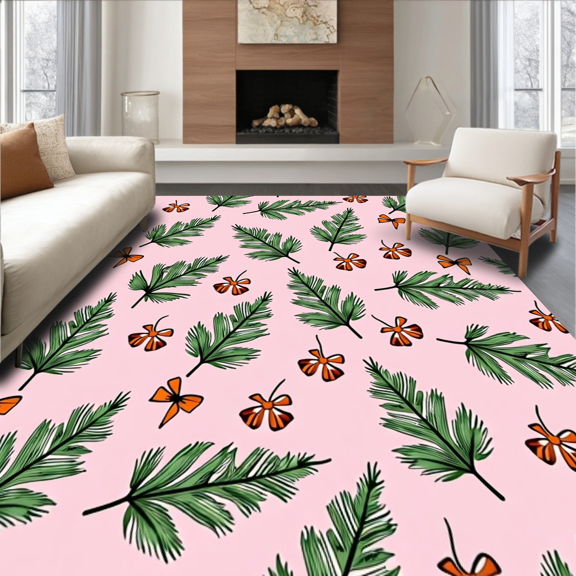 Classic Pine Swag Festive Floor Covering(Pink)