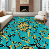 Elegant Swirling Marble Fish Medallion Motif(Turquoise)