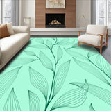 Modern Botanical Leaf Vein Inspired Subtle Textured Floor Covering(Green)