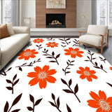 Stylized Bloom Cluster With Curvy Vines And Layered Abstract Leaves (Orange)