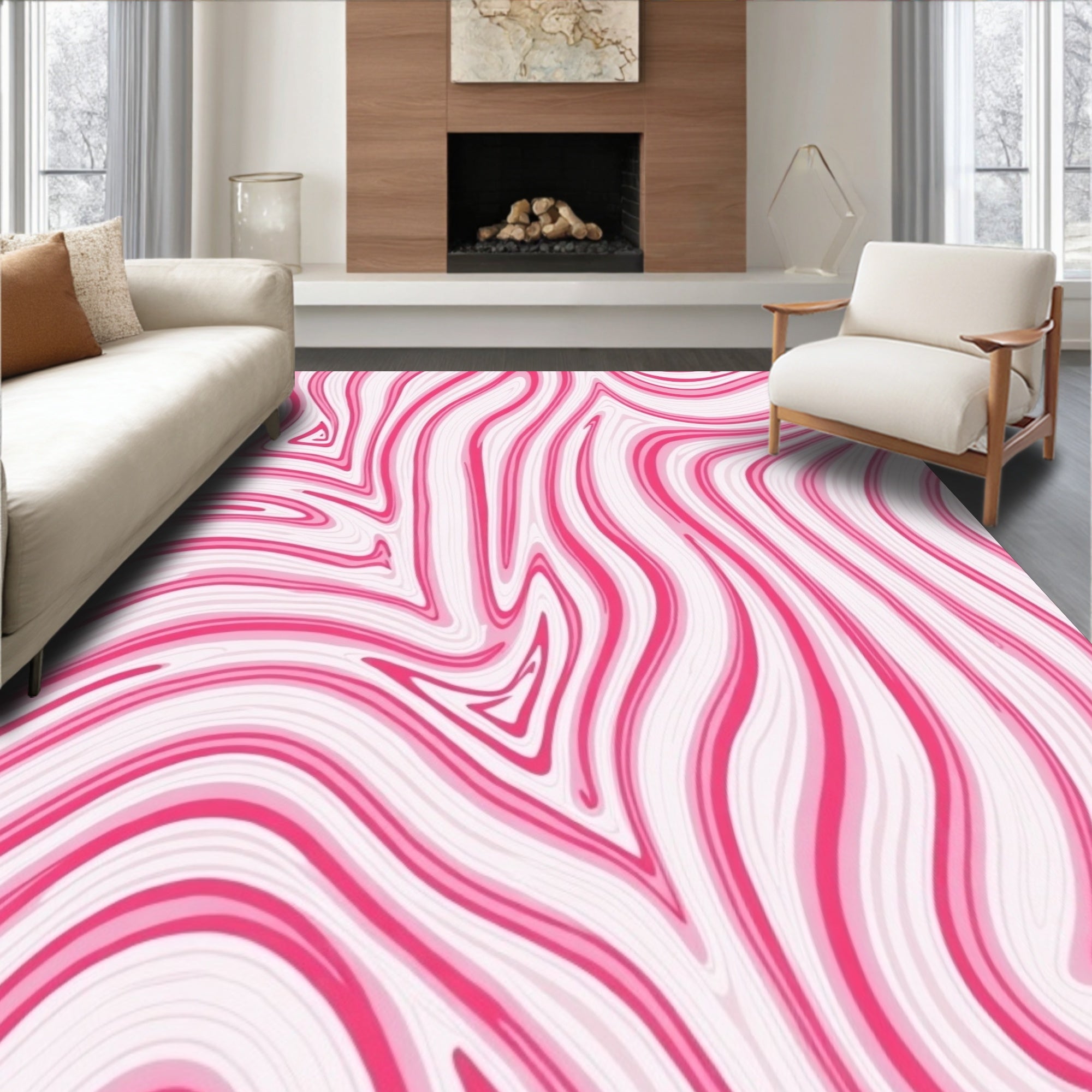 Refined Shearling Inspired Ripple Design with Subtle Feathered Edges and Flow(Pink)