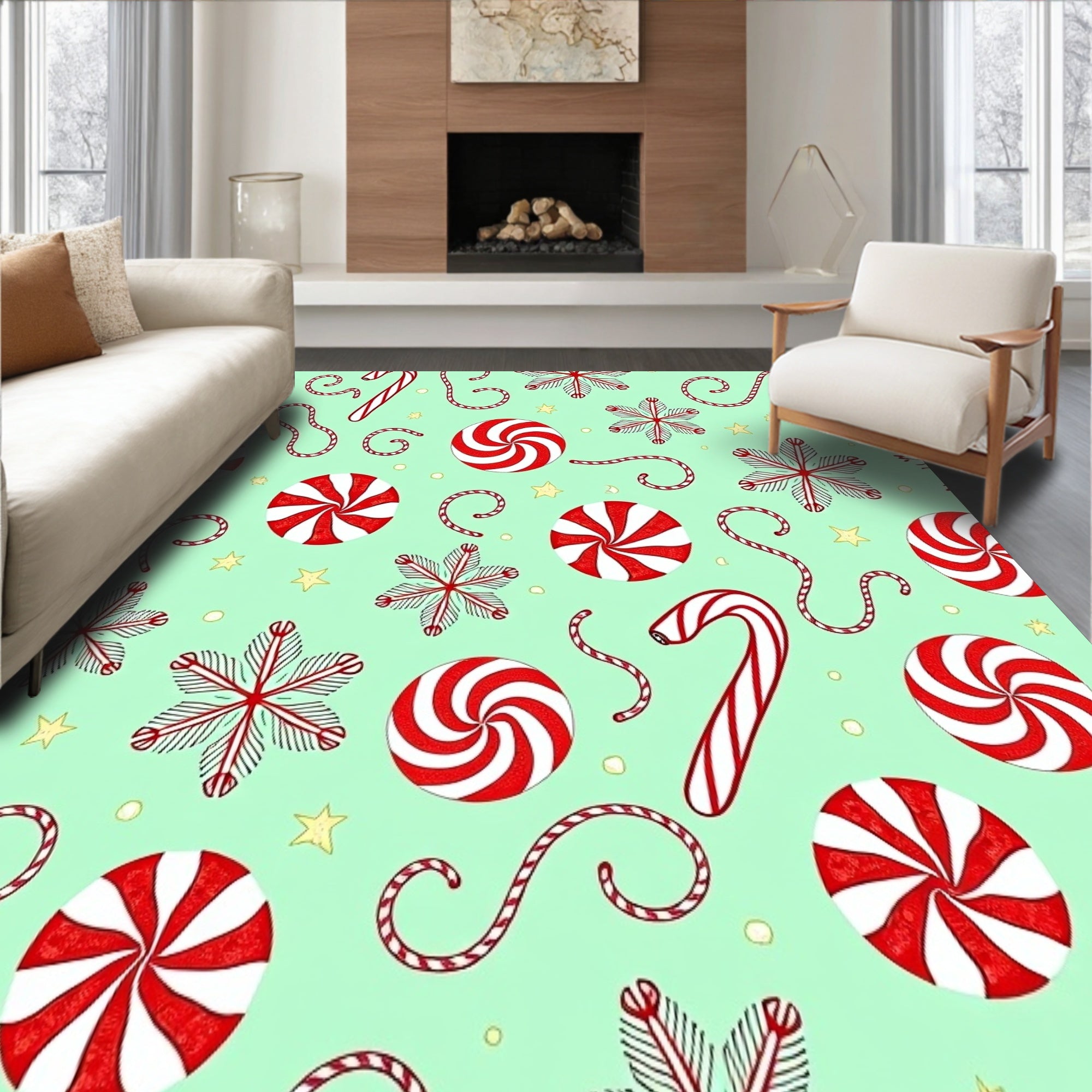 Whimsical Winter Cane Bakery Floor Protection(Green)