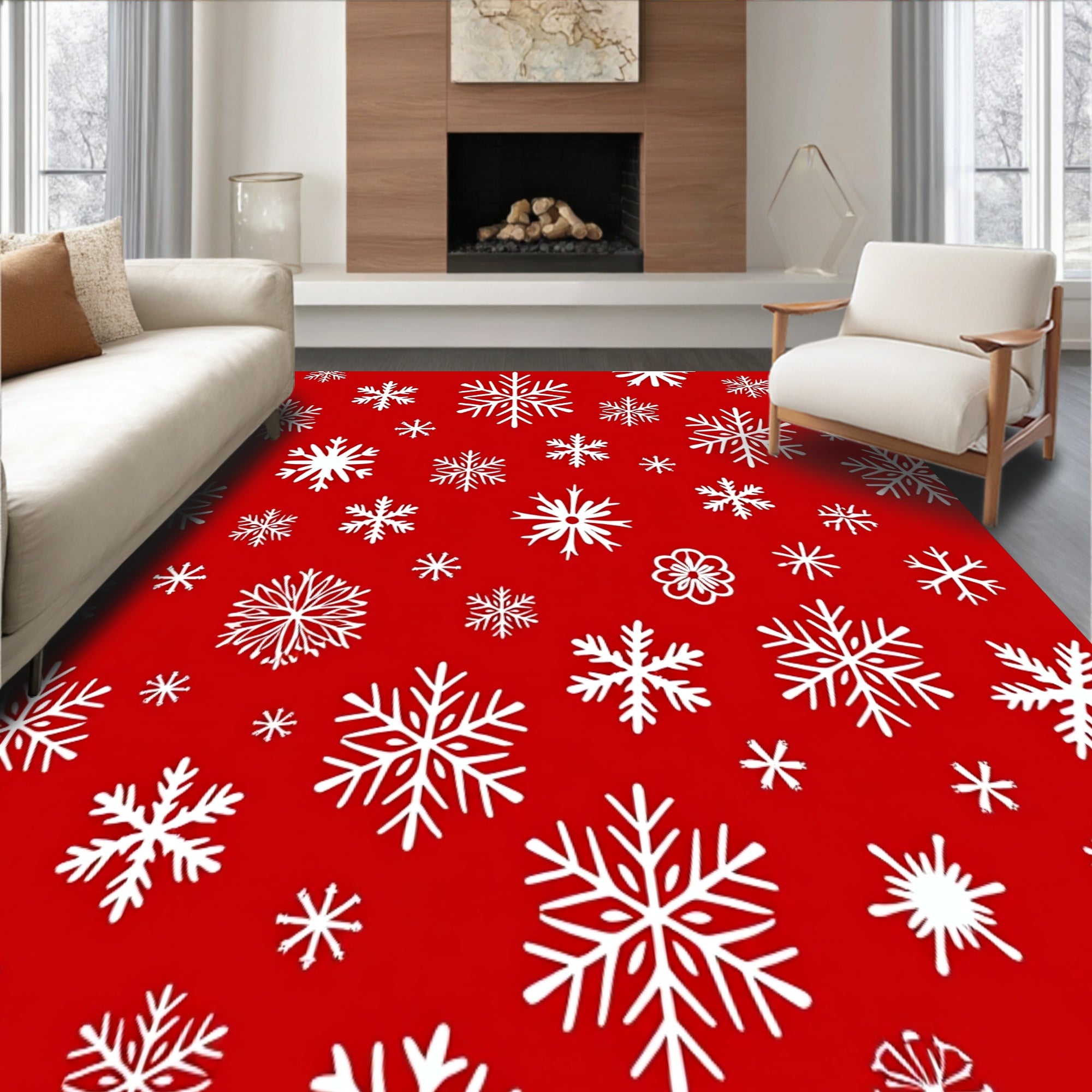 Enchanted Flurry Wintry Seasonal Accent(Red)