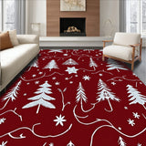 Winter Tree with Crystalline Motifs Seasonal Floor Covering(Red)