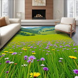 Pastoral Meadow Wildflower Harvest Valley Tranquil Scenic Landscape(Green)