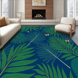 Tropical Leaf Canopy with Subtle Animal Silhouettes Design (Blue)