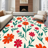 Blossoming Garden Whimsy Botanical Tapestry Artistic Meadow Design (Orange)