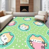 Cheerful Kitten Faces with Polka Dot Accents and Swirling Tail Motifs(Green)