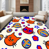 Cheerful Kitten Faces with Playful Yarn Balls and Paw Prints(Orange)