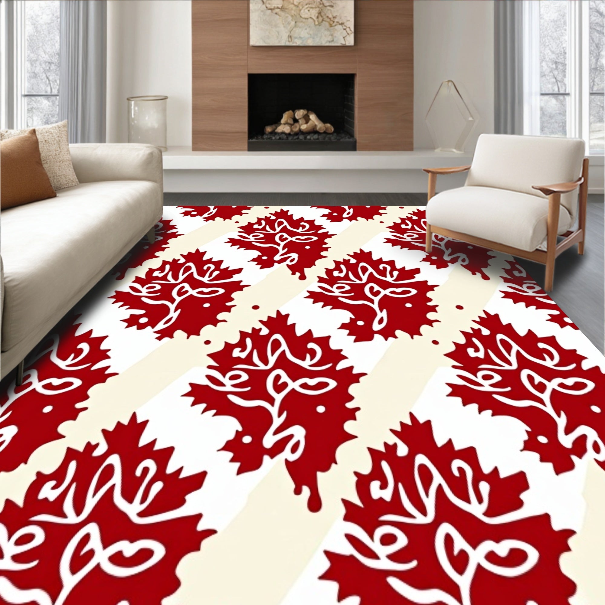 Cane Swirl with Holly Leaf Motif and Festive Berry(Red)