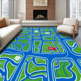 Playful City Map Design Featuring Interlocking Roads and Imaginative (Blue)