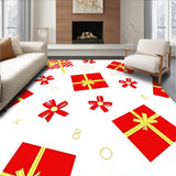 Joyful Gift Box Motif with Ribbon Bow Accents Floor(Red)