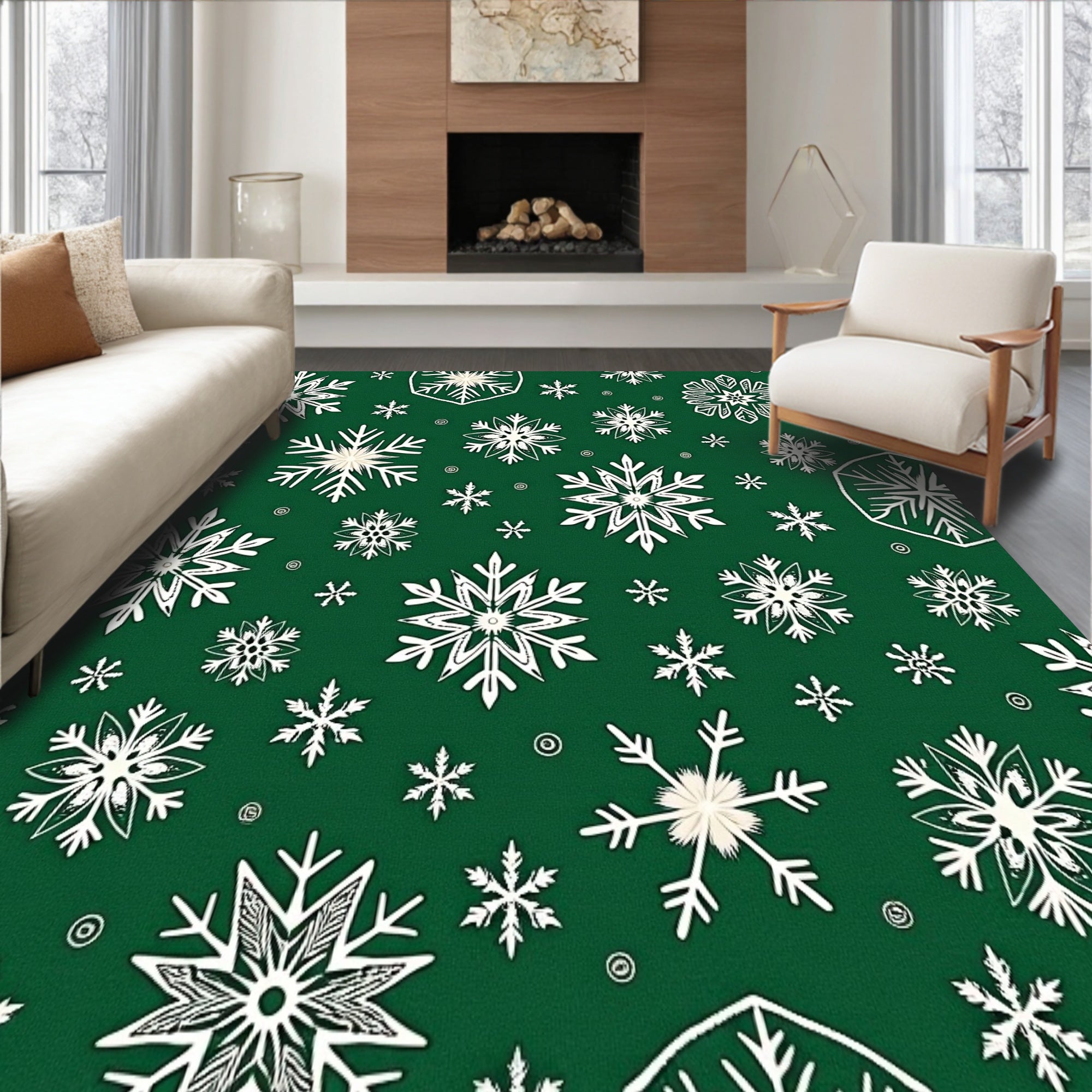 Yuletide Flurry Elegant Snowfall Entrance Welcoming(Green)