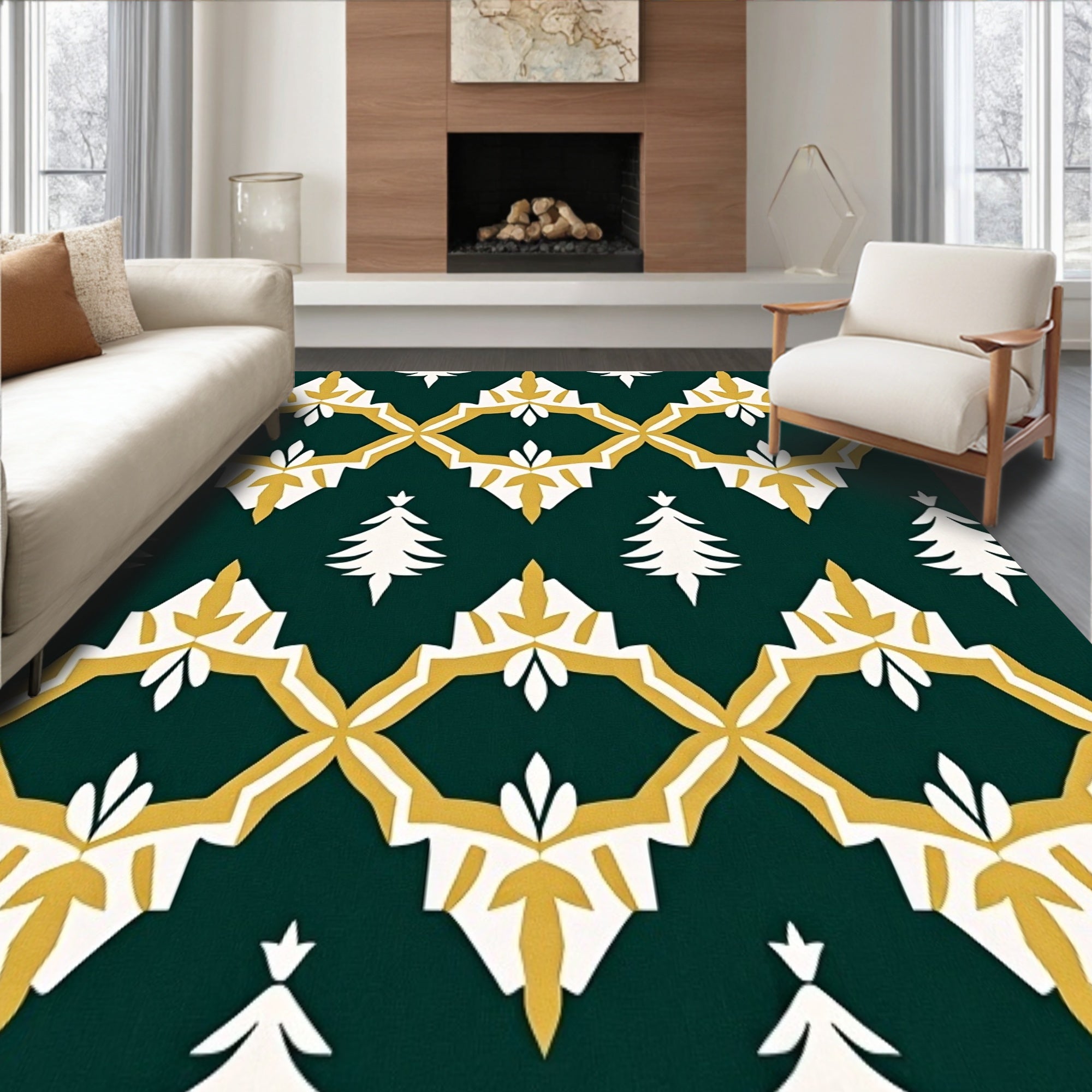 Art Pine Tree Interlocking Festive Graphic(Green)