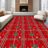 Winter Starburst Interlocking Plaid with Festive Botanical Flourish(Red)